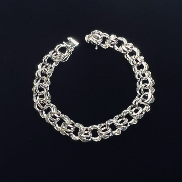 VTG .925β Sterling Bracelet Marked Multi-Links Charm Bracelet Perfect 7β - Picture 3 of 9